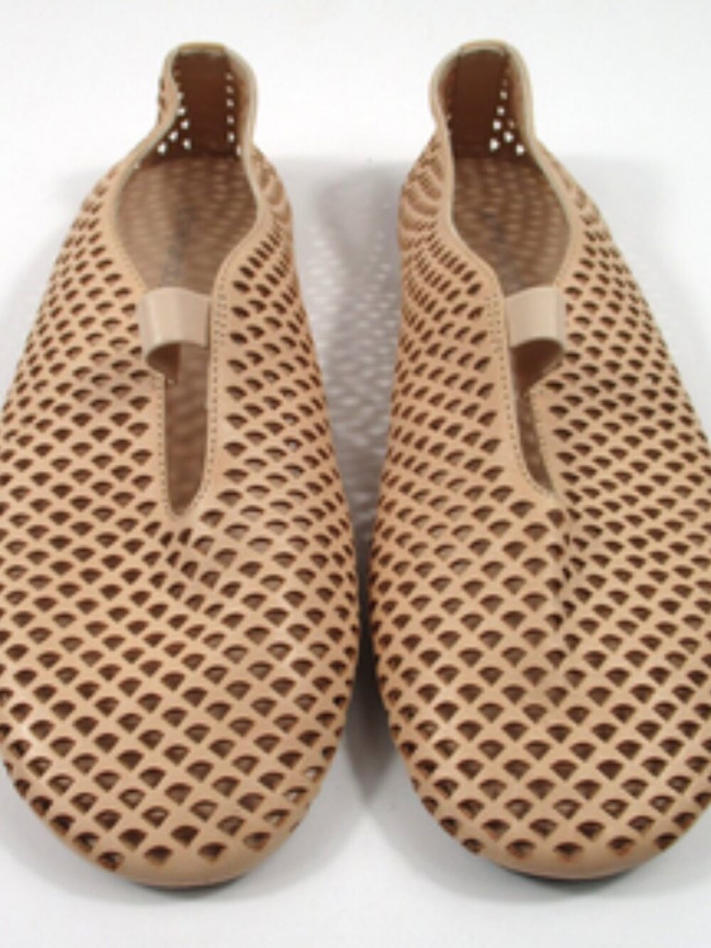 Jeffrey Campbell Stunz Perforated Mary Jane Ballet Flats Natural Nude Tan Sz 8